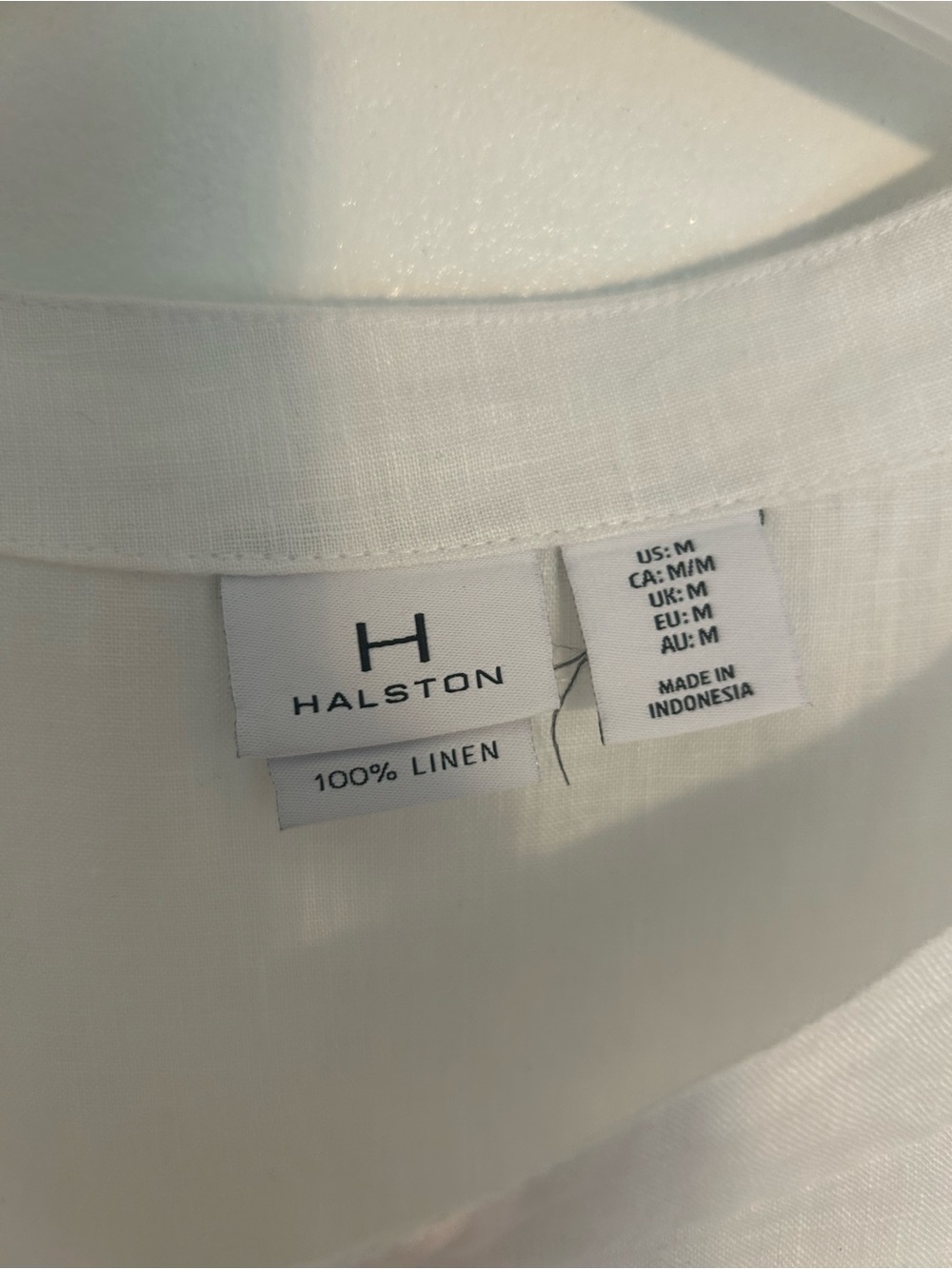 Halston White Linen Scoop Neck Top Size Med with 3/4 Sleeves - Picture 6 of 16